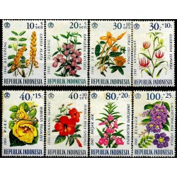 Indonesia. 1965-66. Serie Completa (Nuevo, con señal de fijasellos y pequeñas manchas de óxido) Flora