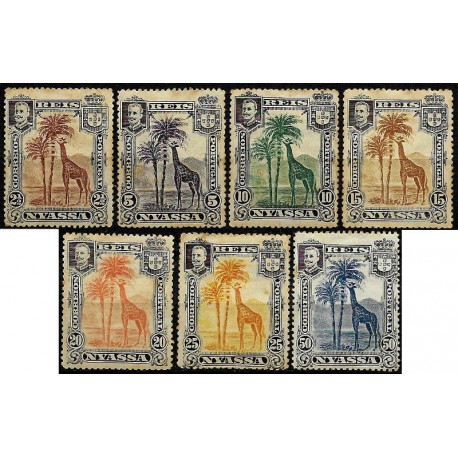Nyassa. Serie de 7 Valores (Nuevo, con señal de fijasellos y manchas de óxido)