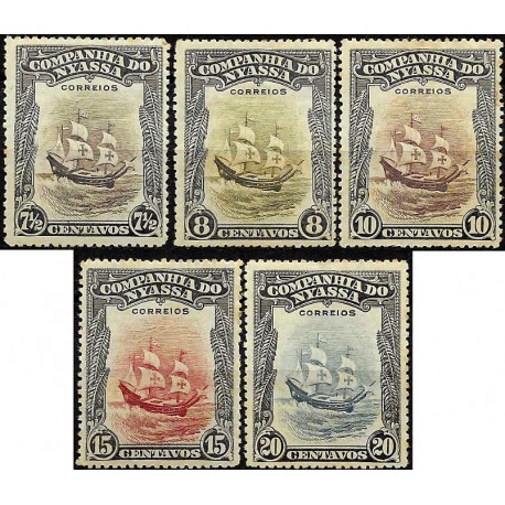 Nyassa. Serie de 5 Valores (Nuevo, con señal de fijasellos)