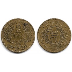 (248) República Tunecina. 1941. 2 Francs (BC+)