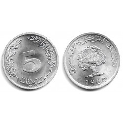 (282) República Tunecina. 1960. 5 Millim (SC)