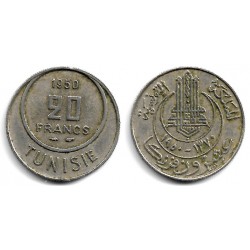 (274) República Tunecina. 1950. 20 Francs (MBC)