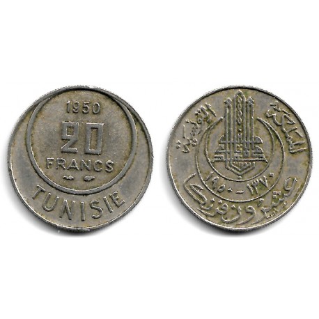 (274) República Tunecina. 1950. 20 Francs (MBC)