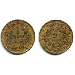 (247) República Tunecina. 1945. 1 Franc (MBC+)