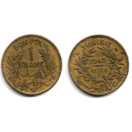 (247) República Tunecina. 1945. 1 Franc (MBC+)