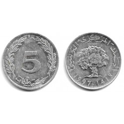 (348) República Tunecina. 1997. 5 Millim (EBC)