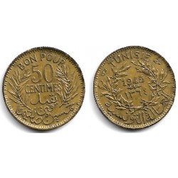 (24b) República Tunecina. 1945. 50 Centimes (EBC)