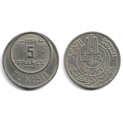 (277) República Tunecina. 1954. 5 Francs (MBC)