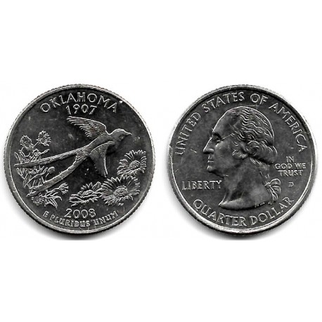 (421) Estados Unidos de América. 2008(D). Quarter Dollar (EBC+) Oklahoma