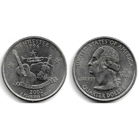 (331) Estados Unidos de América. 2002(D). Quarter Dollar (EBC) Tennessee