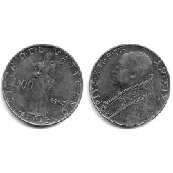 (55) Ciudad de Vaticano. 1957. 100 Lira (MBC+)