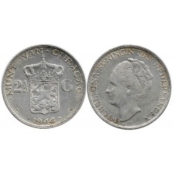 (46) Curasao. 1944(D). 2½ Gulden (MBC+) (Plata)