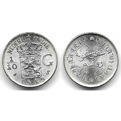 (318) Indias Holandesas. 1945S. 1/10 Gulden (SC) (Plata)