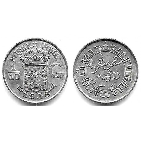 (318) Indias Holandesas. 1938. 1/10 Gulden (EBC+) (Plata)