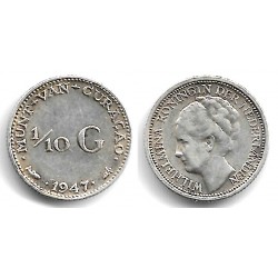 (43) Curasao. 1947. 1/10 Gulden (MBC+) (Plata)