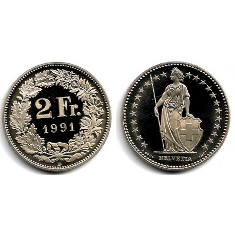 (21a.3) Suiza. 1991B. 2 Francs (SC)