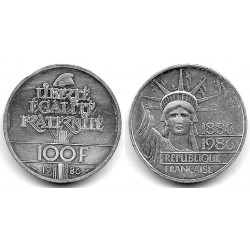 (960) Francia. 1986. 100 Francs (EBC) (Plata) Golpea en el canto