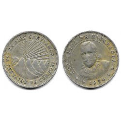 (18.1) Nicaragua. 1954. 25 Centavos (BC+)