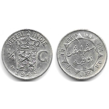 (319) Indias Holandesas. 1945S. ¼ Gulden (EBC+) (Plata)