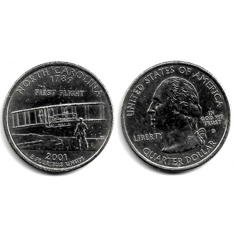 (319) Estados Unidos de América. 2001(D). Quarter Dollar (EBC) North Carolina