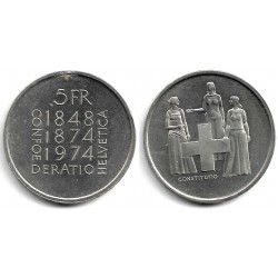 (52) Suiza. 1974. 5 Francs (EBC)