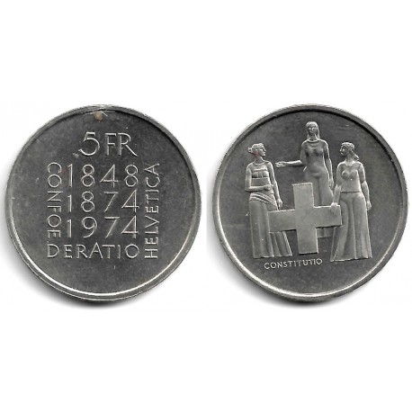 (52) Suiza. 1974. 5 Francs (EBC)