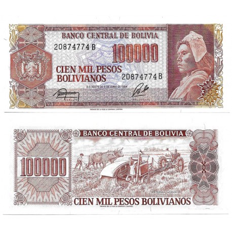 (171) Bolivia. 1984. 100000 Pesos (SC)