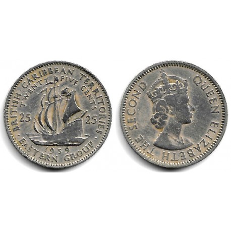 (6) Estados Orientales Caribeños. 1959. 25 Cents (BC+)