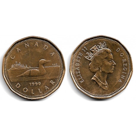 (186) Canadá. 1990. 1 Dollar (EBC)