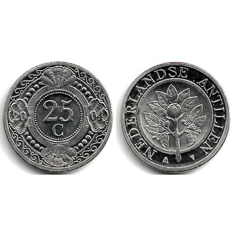 (35) Antillas Neerlandesas. 2004. 25 Cents (SC)