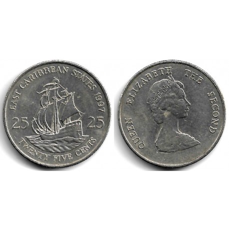 (14) Estados Orientales Caribeños. 1997. 25 Cents (MBC+)