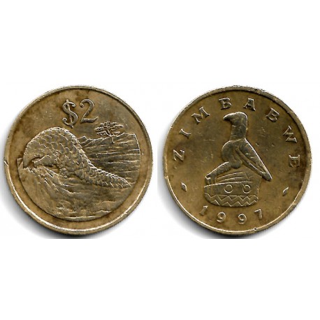 (12) Zimbabue. 1997. 2 Dollars (BC+)