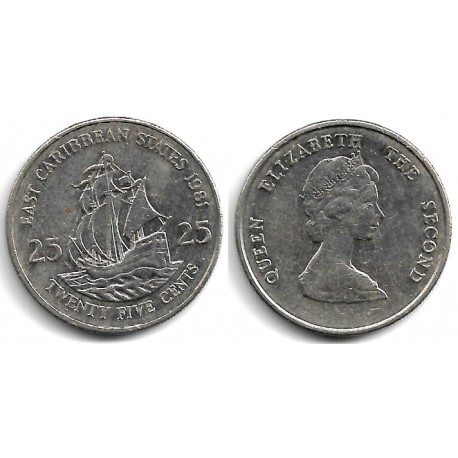 (14) Estados Orientales Caribeños. 1981. 25 Cents (MBC+)
