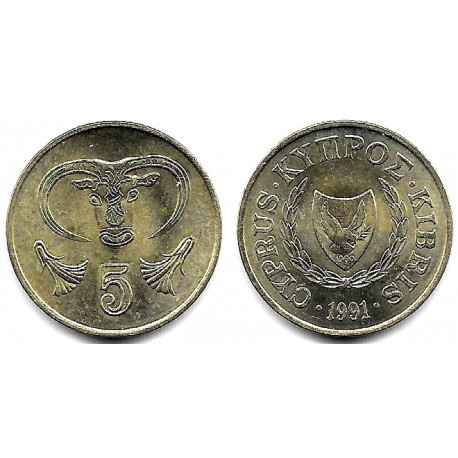 (55.3) Chipre. 1991. 5 Cents (SC)