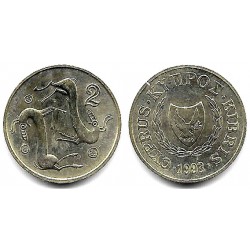 (54.3) Chipre. 1993. 2 Cents (SC)