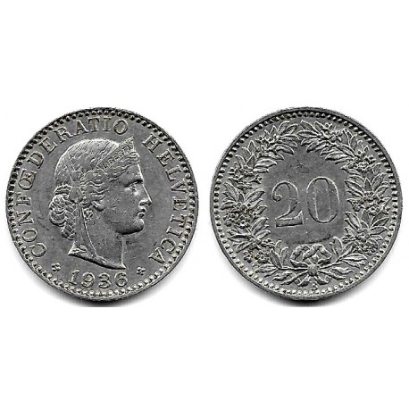 (29) Suiza. 1936B. 20 Rappen (MBC+)