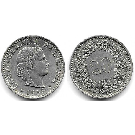 (29a) Suiza. 1956B. 20 Rappen (MBC)