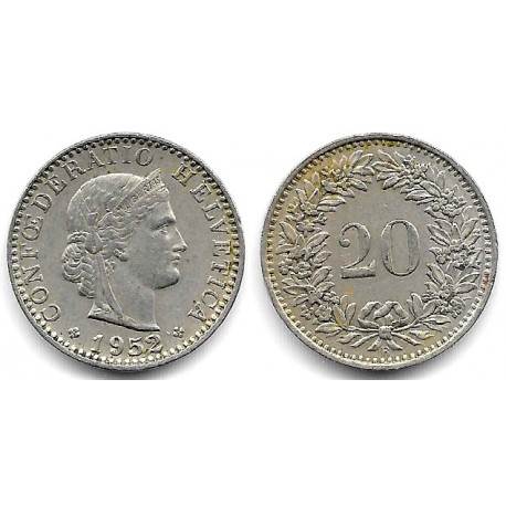 (29a) Suiza. 1952B. 20 Rappen (MBC)