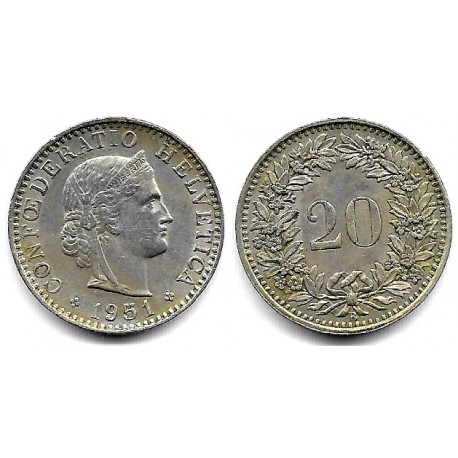 (29a) Suiza. 1954B. 20 Rappen (MBC)