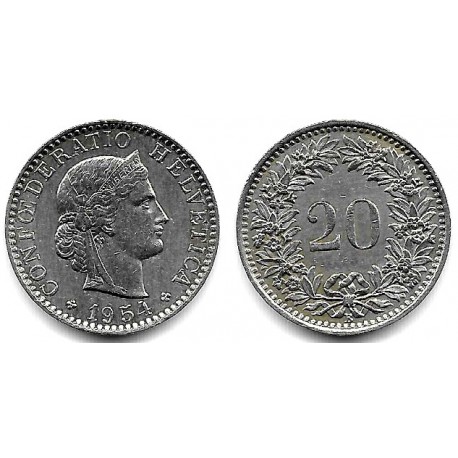 (29a) Suiza. 1954B. 20 Rappen (EBC)