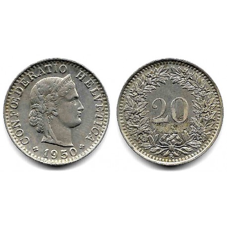 (29a) Suiza. 1950B. 20 Rappen (MBC)