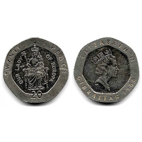 (16) Gibraltar. 1988. 20 Pence (SC-)