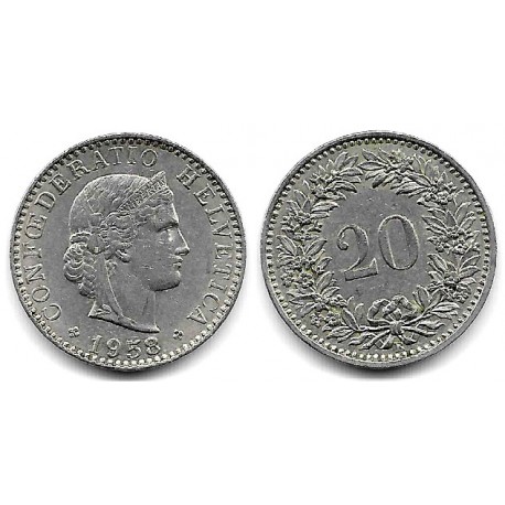 (29a) Suiza. 1958B. 20 Rappen (MBC)