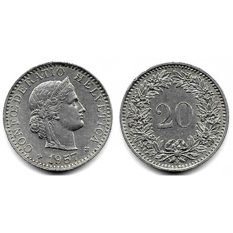 (29a) Suiza. 1957B. 20 Rappen (MBC)