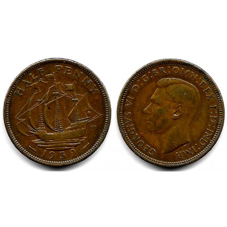 (844) Gran Bretaña. 1939. Half Penny (MBC/MBC-)