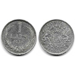 (7) Letonia. 1924. 1 Lats (MBC+) (Plata)