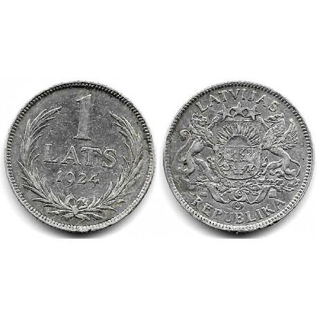(7) Letonia. 1924. 1 Lats (MBC+) (Plata)