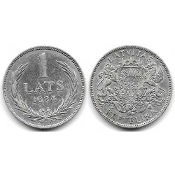 (7) Letonia. 1924. 1 Lats (MBC+) (Plata)