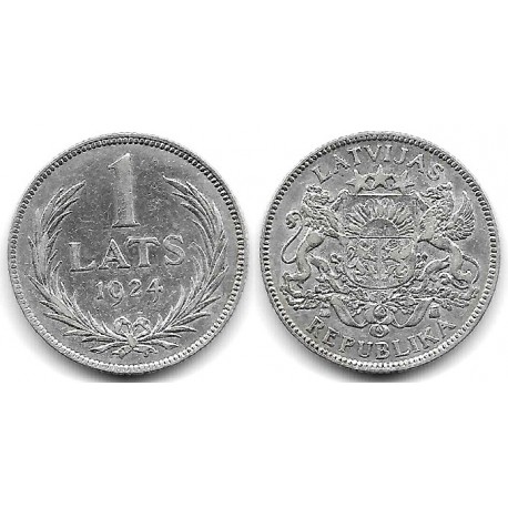 (7) Letonia. 1924. 1 Lats (MBC+) (Plata)