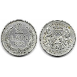 (8) Letonia. 1925. 2 Lati (MBC+/EBC-) (Plata)